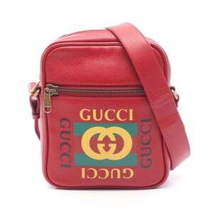 GUCCI Red Leather Shoulder Bag